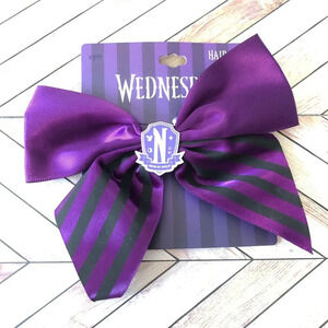 Halloween Purple & Black Striped Hair Clip Bow Costume Accessories Goth